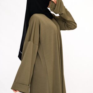 Olive Ribbed Abaya – Limited Winter Edition