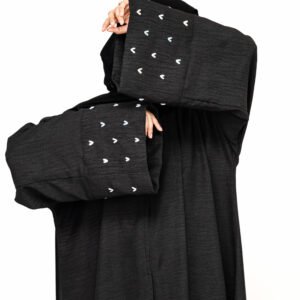 Black Linen Heart Abaya