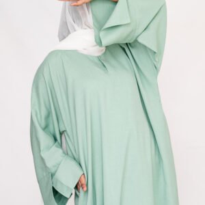Split Sleeve Linen Abaya Mint