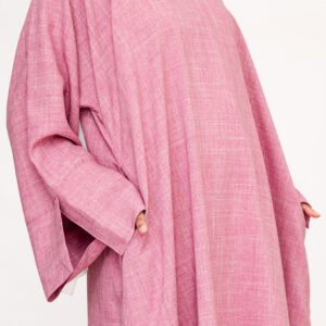 Split Sleeve Linen Abaya Pink