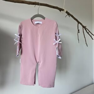 Abaya Bow Romper in Blush Pink